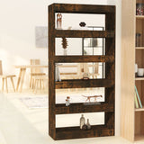 Book Cabinet/Room Divider Smoked Oak 80x30x166 cm Engineered Wood 813623