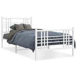 Metal Bed Frame without Mattress with Footboard White 90x190cm 376383