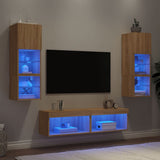 6 Piece TV Wall Units with LED Sonoma Oak Engineered Wood 3216617