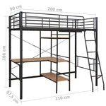 Bunk Bed with Table without Mattress Grey Metal 90x200 cm 287908