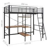 Bunk Bed with Table without Mattress Grey Metal 90x200 cm 287908