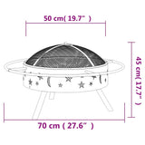 Fire Pit with Poker 70 cm XXL Steel 360064
