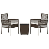 Garden Bistro Set 3 pcs Brown Poly rattan 3334956