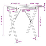 Dining Table X-Frame 70x70x75 cm Solid Wood Pine and Steel 3282693
