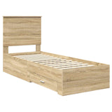 Bed Frame Sonoma Oak and Silver 70 x 190 cm Engineered Wood 3411370