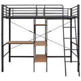 Bunk Bed with Table without Mattress Grey Metal 90x200 cm 287908
