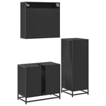 ZNTS 3 Piece Bathroom Furniture Set Black Engineered Wood 3300955