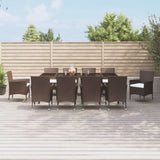 ZNTS 11 Piece Garden Dining Set with Cushions Brown Poly Rattan 3187449