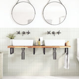 Basin Shelf Wall Mounted Steel and Solid Wood Acacia 3302701