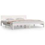 Bed Frame without Mattress White Solid Wood Pine 200x200cm 810516