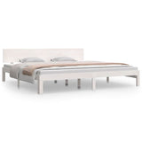 Bed Frame without Mattress White Solid Wood Pine 200x200cm 810516