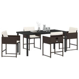 Garden Dining Set with Cushion 5 pcs Brown Poly Rattan 3380018