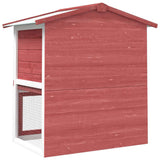 170839 Outdoor Rabbit Hutch 3 Doors Red Wood