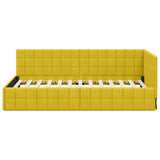 Corner Bed Frame with Headboard Yellow 90 x 190 cm Velvet 42016384