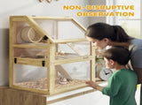 Wooden Hamster Cage with Detachable 32cm Deep Bottom, Hut, Seesaw, Exercise Wheel, Ramp, 60 x 40 x T3398P350109