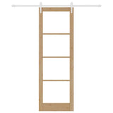 Sliding Door Natural 78 x 232 cm Solid Pine Wood and Glass 3332415