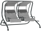 Double Seat Swing Chair Modern Garden Swing w/ 2 Separate Relax Chairs, Handrails, Headrests and T3398P315371