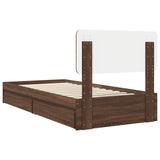 Storage Bed with Drawer Brown Oak 90 x 190 cm Engineered Wood 3412324