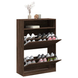 Shoe Cabinet with 2 Flip-Drawers Brown Oak 80x34x116 cm 3214412
