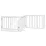 Dog Gate with Door Foldable 4 Panels White 320 cm Poplar Wood 352249