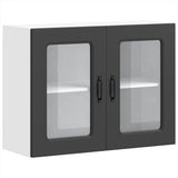 Kitchen Wall Cabinet with Glass Door Kalmar Black Engineered Wood 853608