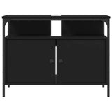 Bathroom Sink Cabinet Black Engineered wood, powder-coated steel 842441