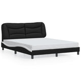 Bed Frame with LED without Mattress "Hvar" Black and White 160x200 cm 3213946