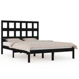 Bed Frame without Mattress Black 200x200 cm Solid Wood Pine 3104502