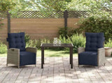Garden Dining Set with Cushion 3 pcs Grey and Black Rattan 3380582