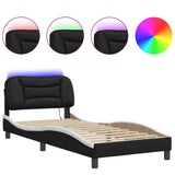 Bed Frame with LED without Mattress "Hvar" Black and White 80x200 cm 3213897