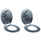 Soft-Close Toilet Seat 2 pcs Grey 44 x 38 cm MDF board 3414534