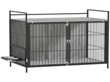 Large Dog Crate Furniture with Rotating Bowl Holder, 2 Bowls, 2 Doors, for Large Dogs, 100 x 60 x 88 T3398P376494