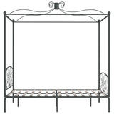 284482 Canopy Bed Frame without Mattress Grey Metal 120x200 cm