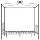 284482 Canopy Bed Frame without Mattress Grey Metal 120x200 cm