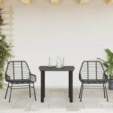 3 Piece Garden Dining Set Black Poly Rattan Glass 3334534