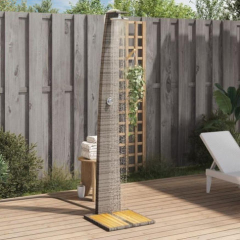 Outdoor Shower Grey 55x60x224 cm Poly Rattan and Acacia Wood 368210