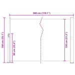 Retractable Side Awning 140 x 300 cm Red 45356