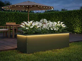 Garden Planter with LED Olive Green 30 x 80 x 30 cm Steel 8008104