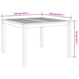 Garden Dining Table 110x110x75 cm Solid Wood Acacia 366369