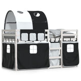 Bunk Bed without Mattress White&Black 75x190 cm Small Single Solid Wood Pine 3284003