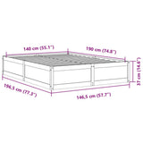 Bed Frame without Mattress 140x190 cm Solid Wood Pine 3282381