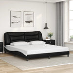 ZNTS Bed Frame with LED without Mattress Black and White 180x200 cm Super King 3213953