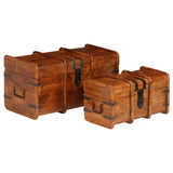 Treasure Chest Set 2 Pieces Solid Acacia Wood Honey Finish 245656