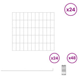 Garden Fence with Stakes 24 pcs 55 x 50 cm Mesh Silver 42042969