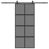Sliding Door with Hardware Set Black 90x205 cm Tempered Glass 3375976