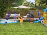 Three-In-One Kids Metal Swing Set with Swing, Glider, Rocking Chair Swing, for Ages 3 years T3398P347542