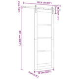 Sliding Door ORKDAL White 78 x 211 cm Solid Pine Wood and Glass 3331938