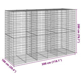 Gabion Basket with Cover 300x100x200 cm Galvanised Iron 3295229