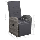 7 Piece Garden Dining Set with Cushions Grey Poly Rattan 3095283
