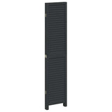 Room Divider 4 Panels Black Solid Wood Paulownia 358850